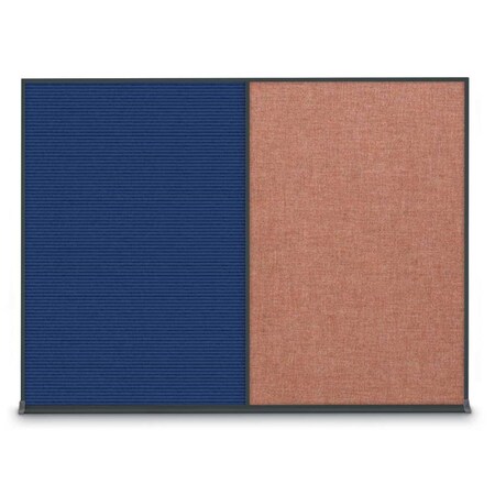United Visual Products Double Door Radius Plus Corkboard, 48"X, UV8003PLUS-BRONZE-BLSPRU UV8003PLUS-BRONZE-BLSPRU